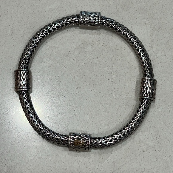 John Hardy Diamond, Sterling Silver, and 18k gold Station Bracelet - Picture 2 of 7